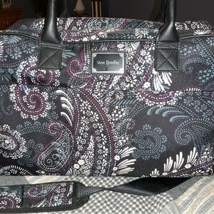Vera Bradley Black Paisley Travel Bag with Purple and White Accents